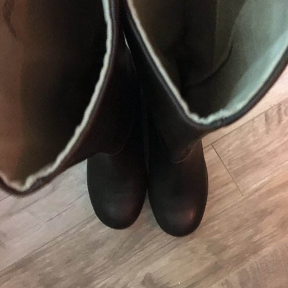 Tall Brown Leather and Canvas Equestrian Boots - Picture 10 of 16